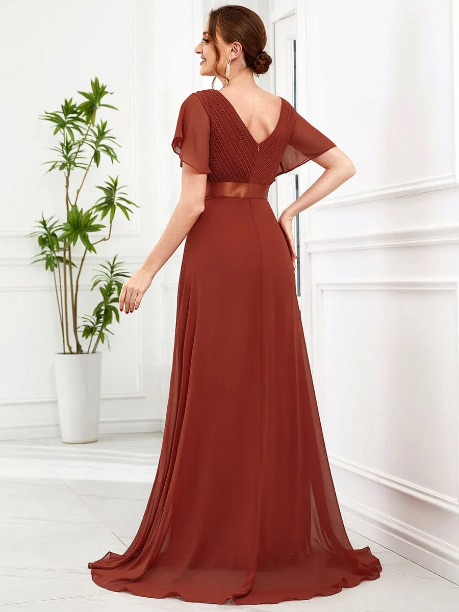 Monica | High Waist Short Sleeves Bridesmaid Dress
