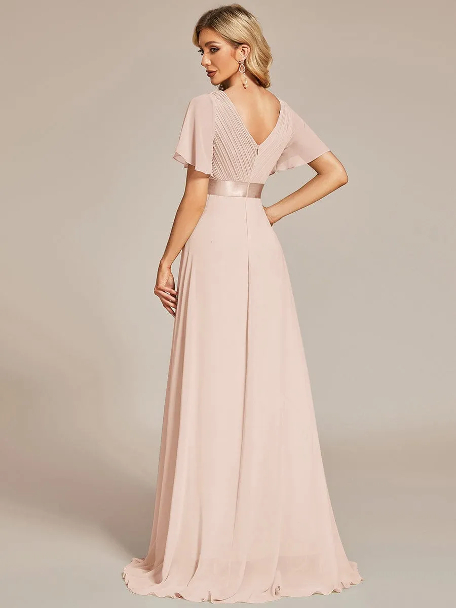 Monica | High Waist Short Sleeves Bridesmaid Dress