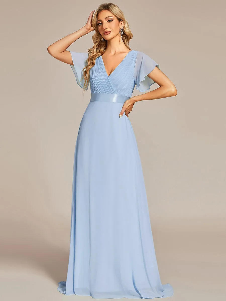 Monica | High Waist Short Sleeves Bridesmaid Dress