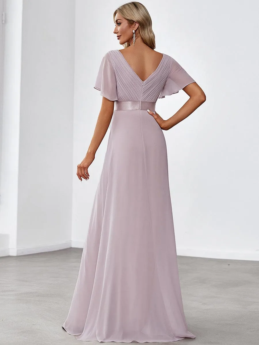 Monica | High Waist Short Sleeves Bridesmaid Dress