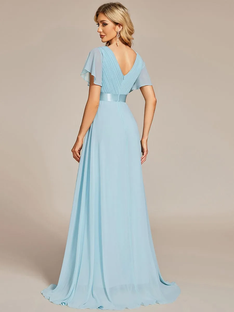 Monica | High Waist Short Sleeves Bridesmaid Dress