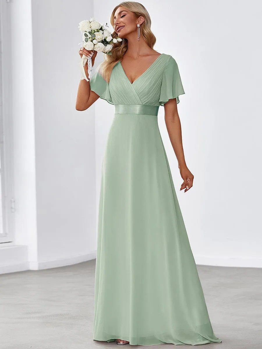 Monica | High Waist Short Sleeves Bridesmaid Dress