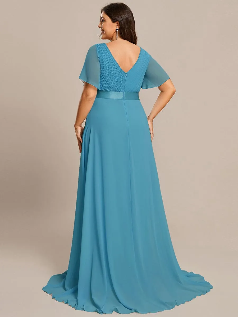 Monica | High Waist Short Sleeves Bridesmaid Dress