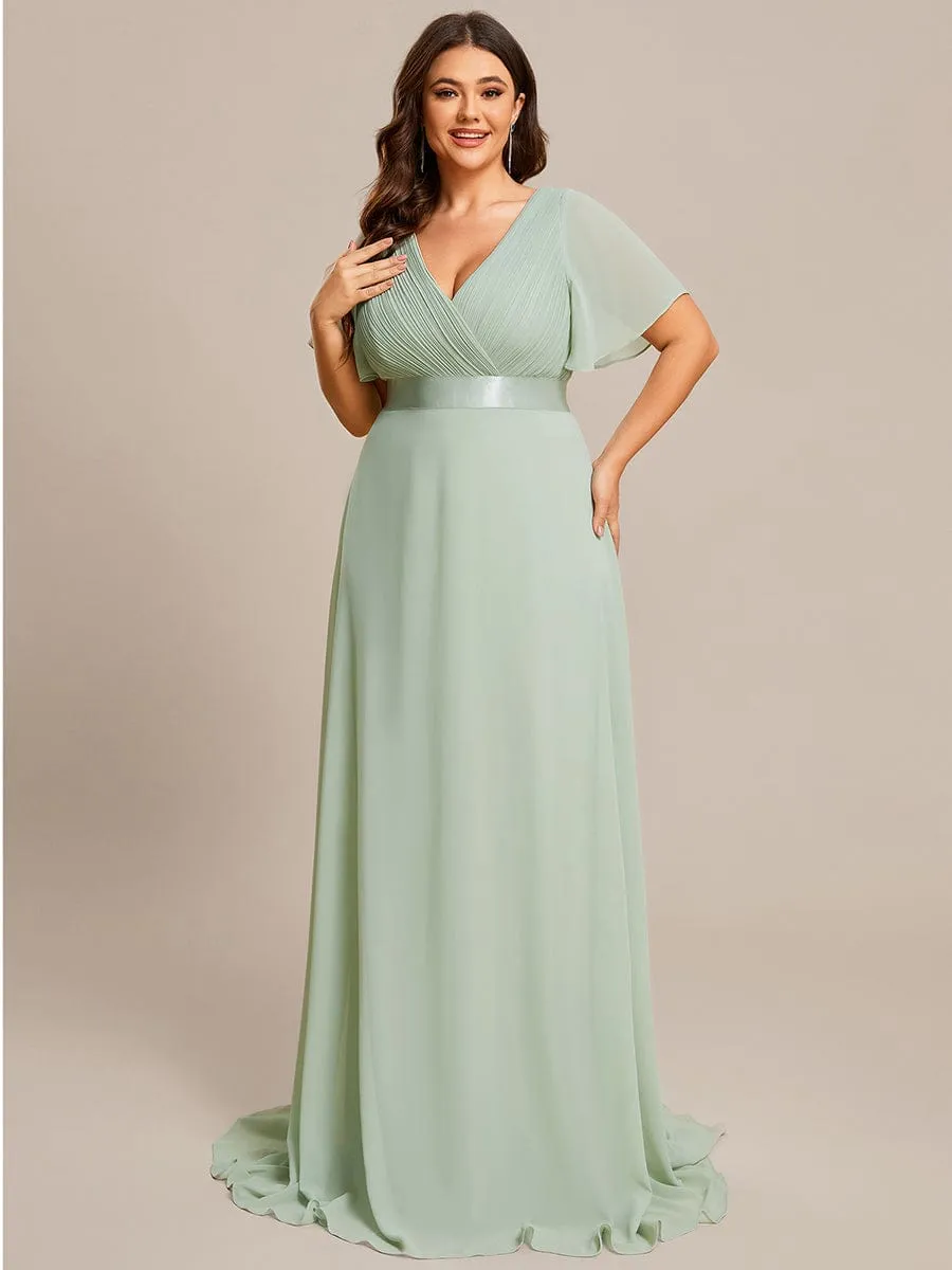 Monica | High Waist Short Sleeves Bridesmaid Dress