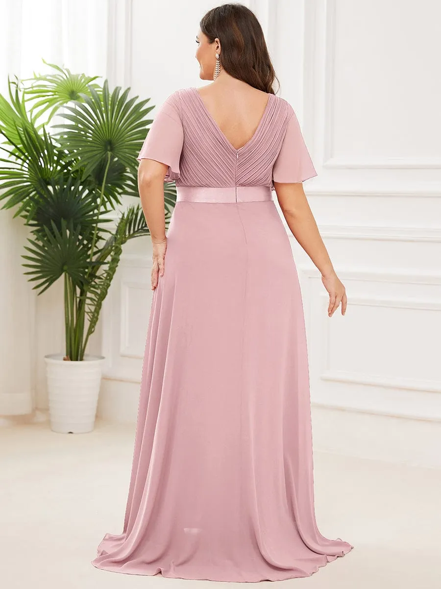 Monica | High Waist Short Sleeves Bridesmaid Dress