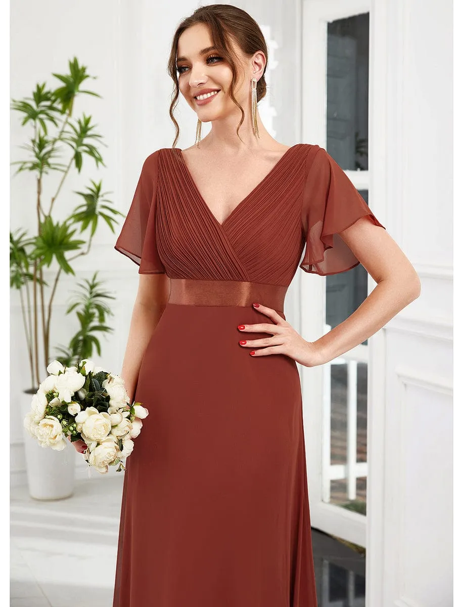 Monica | High Waist Short Sleeves Bridesmaid Dress