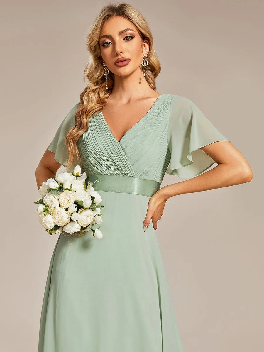Monica | High Waist Short Sleeves Bridesmaid Dress