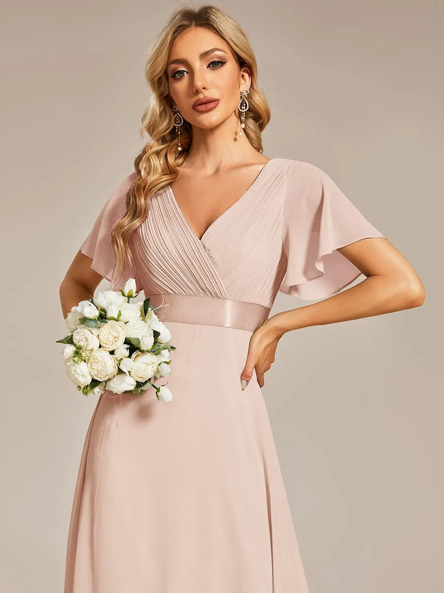 Monica | High Waist Short Sleeves Bridesmaid Dress