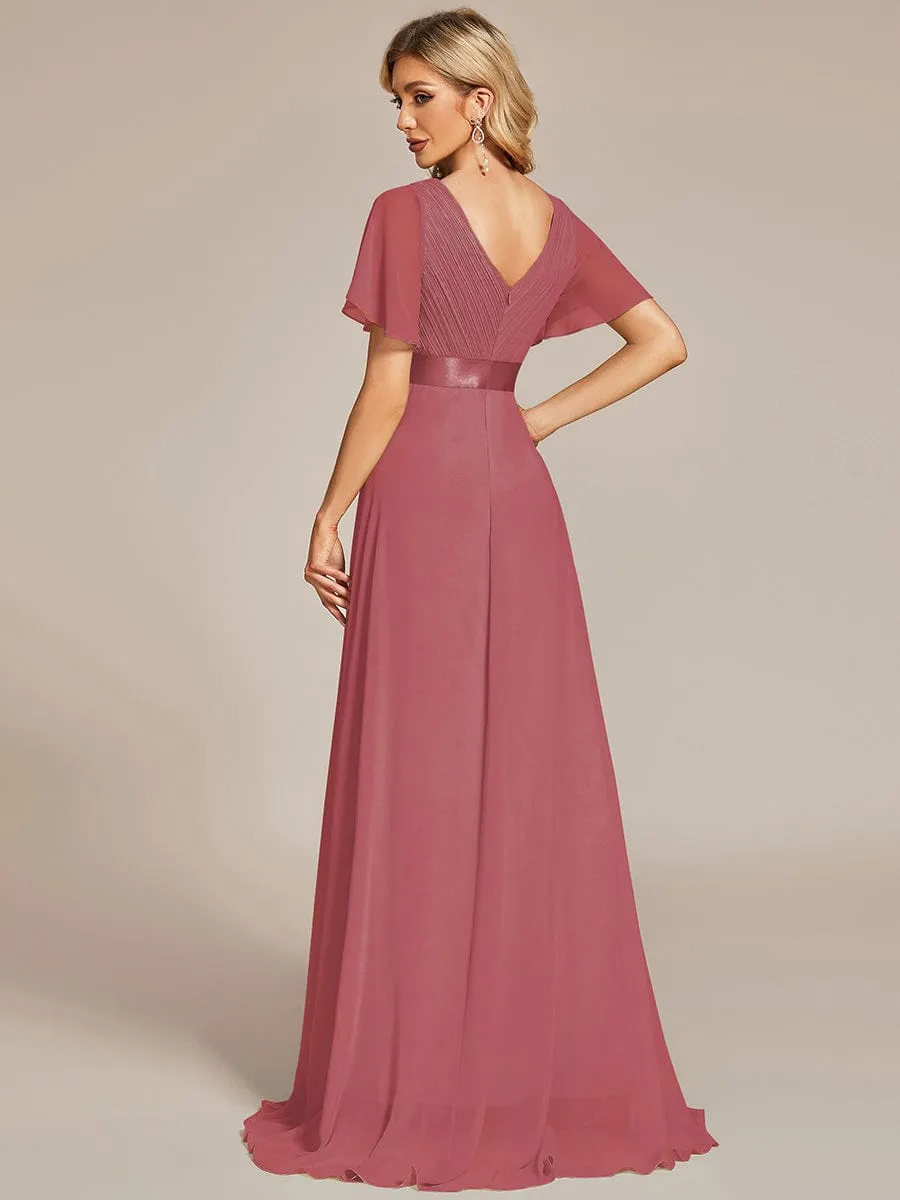 Monica | High Waist Short Sleeves Bridesmaid Dress