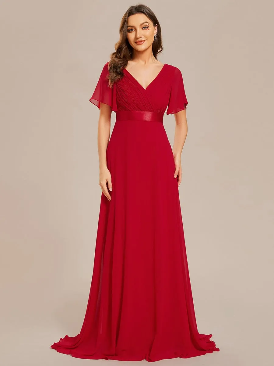 Monica | High Waist Short Sleeves Bridesmaid Dress