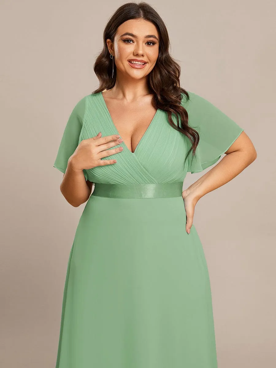 Monica | High Waist Short Sleeves Bridesmaid Dress