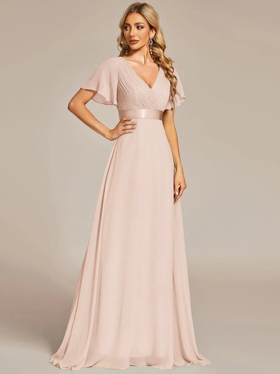 Monica | High Waist Short Sleeves Bridesmaid Dress