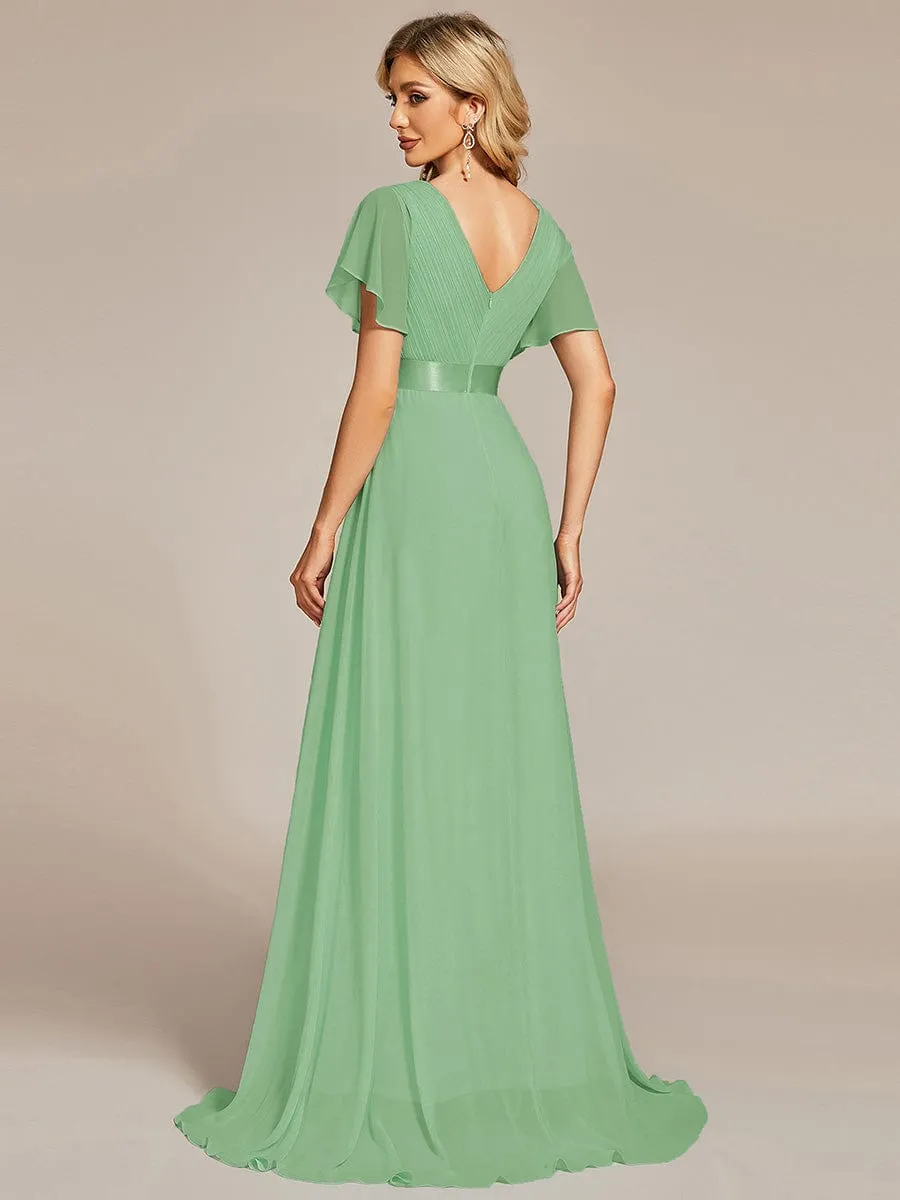 Monica | High Waist Short Sleeves Bridesmaid Dress