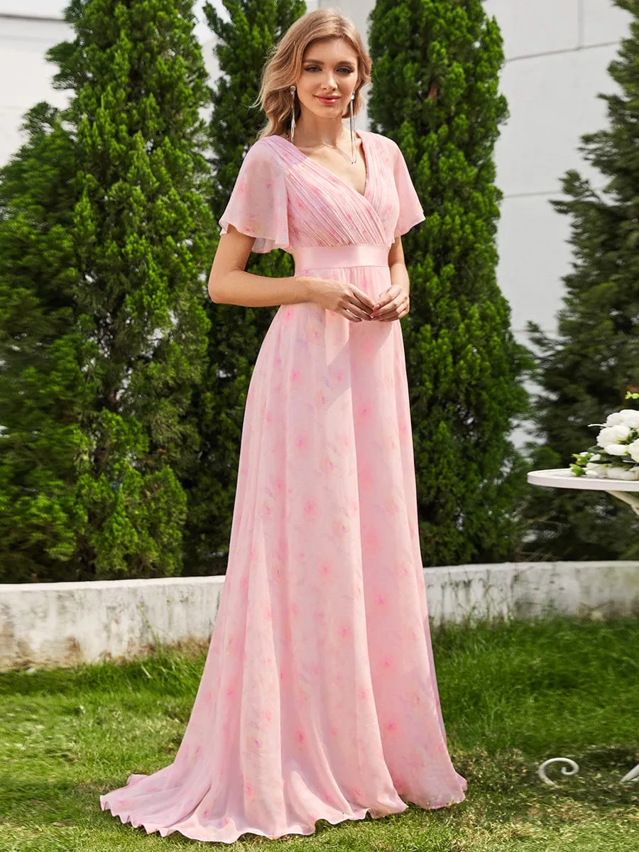 Monica | High Waist Short Sleeves Bridesmaid Dress