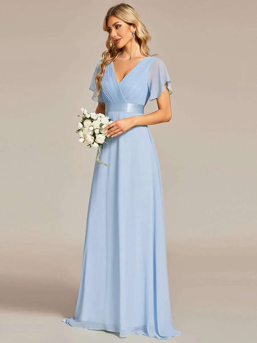 Monica | High Waist Short Sleeves Bridesmaid Dress