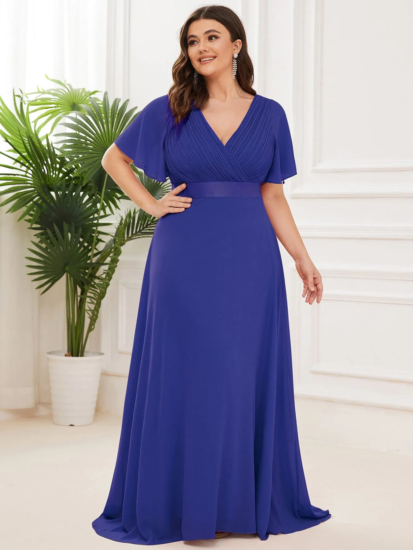 Monica | High Waist Short Sleeves Bridesmaid Dress