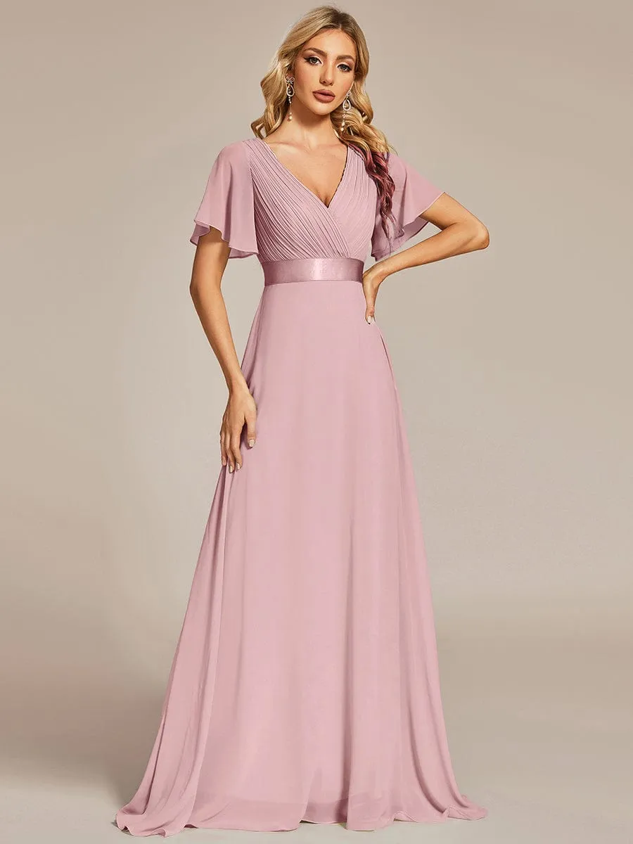 Monica | High Waist Short Sleeves Bridesmaid Dress