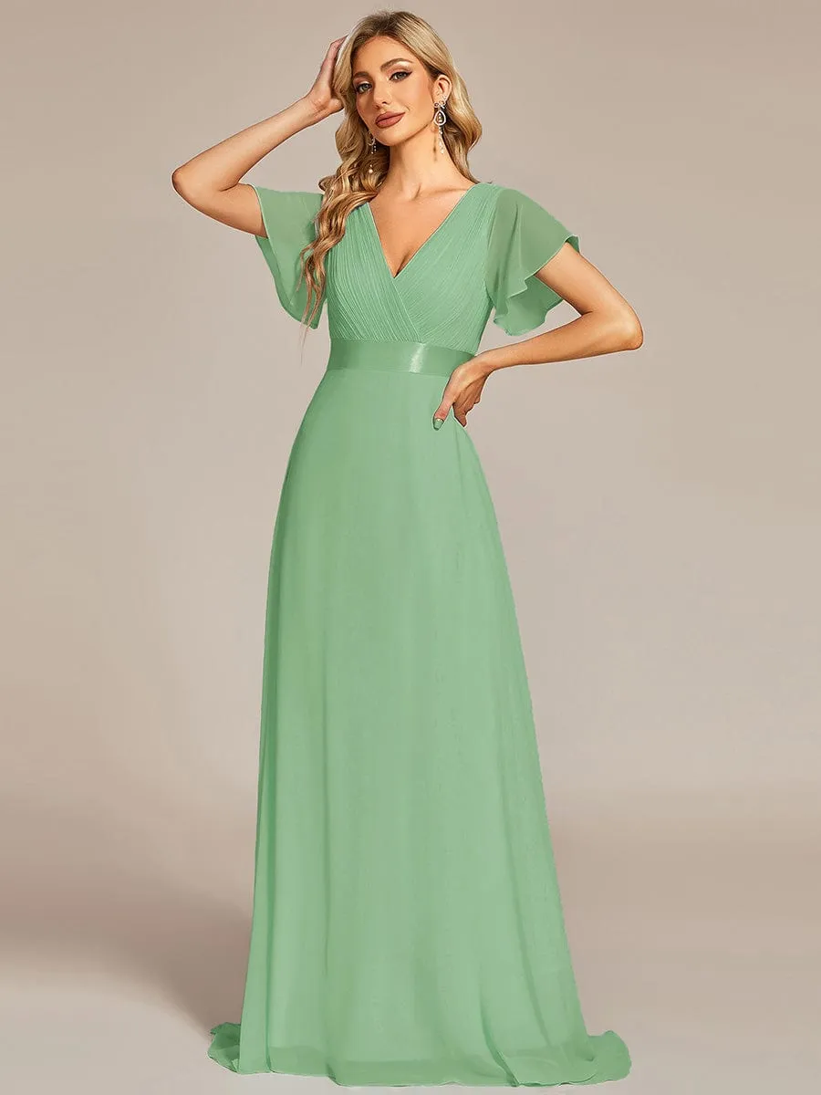 Monica | High Waist Short Sleeves Bridesmaid Dress