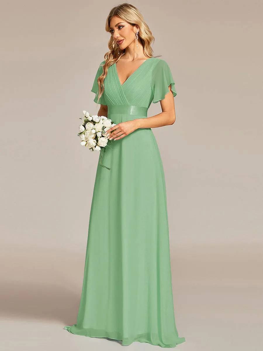 Monica | High Waist Short Sleeves Bridesmaid Dress