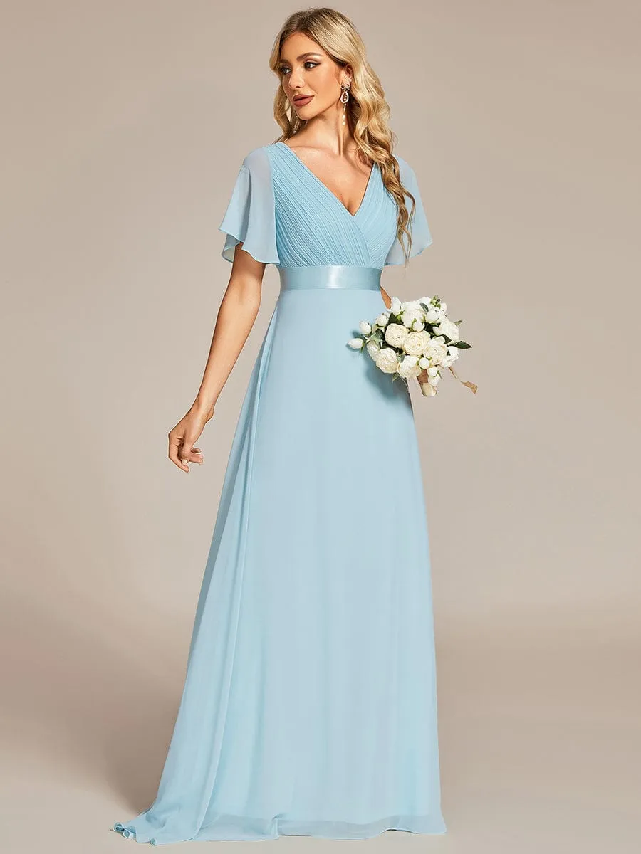 Monica | High Waist Short Sleeves Bridesmaid Dress