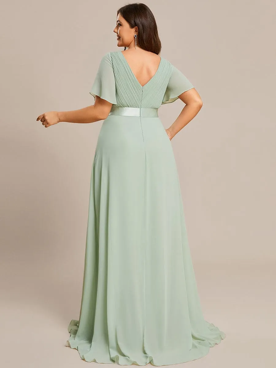 Monica | High Waist Short Sleeves Bridesmaid Dress