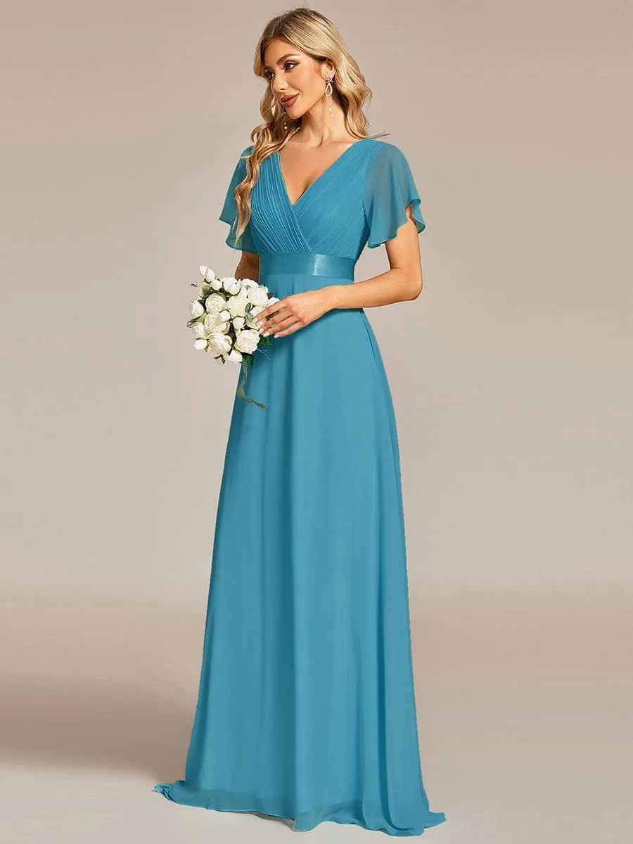 Monica | High Waist Short Sleeves Bridesmaid Dress