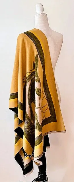 Mustard and Black Mane Reversible Wrap – Artisan Shawl