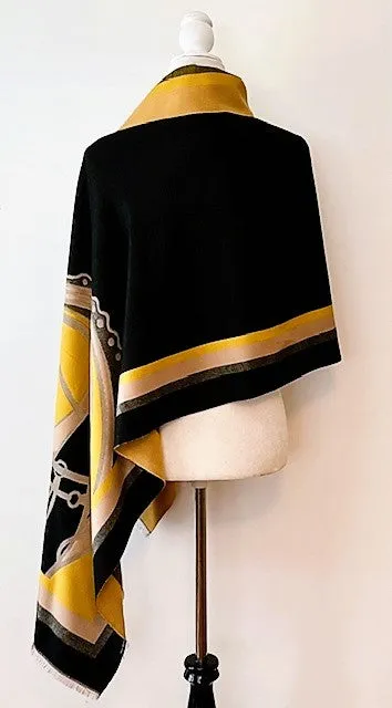 Mustard and Black Mane Reversible Wrap – Artisan Shawl