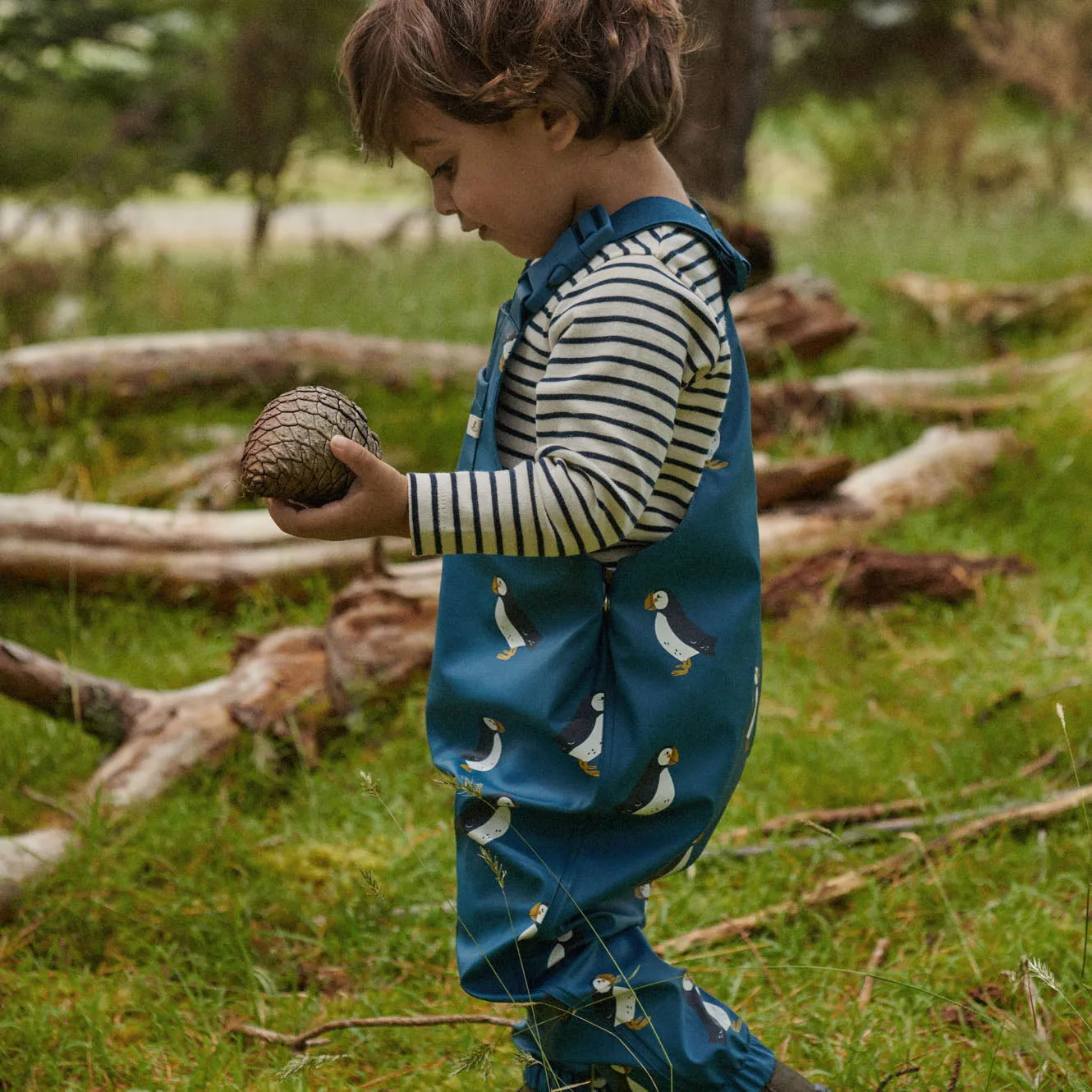 Nature Baby Splash Overalls - Puffin Teal Print