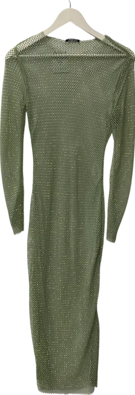 Noughts & Kisses Green Sequin Sheer Maxi Dress UK S