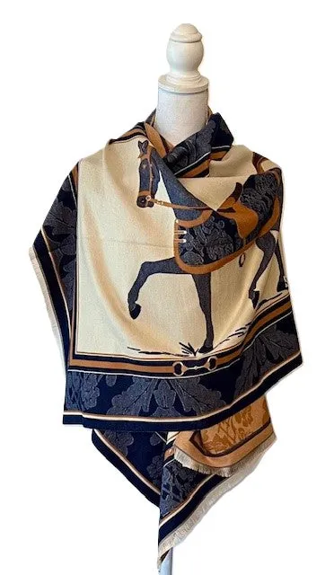 Orange / Blue Ceremony Reversible Wrap– Artisan Shawl