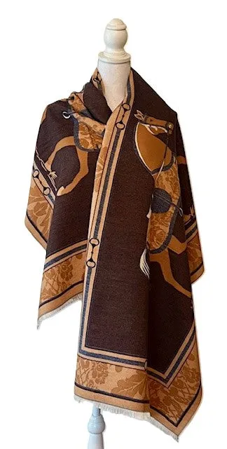 Orange / Blue Ceremony Reversible Wrap– Artisan Shawl