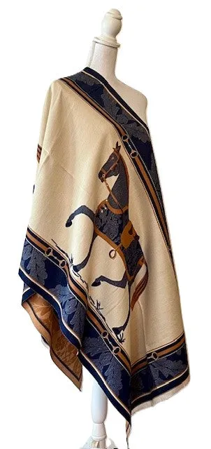 Orange / Blue Ceremony Reversible Wrap– Artisan Shawl