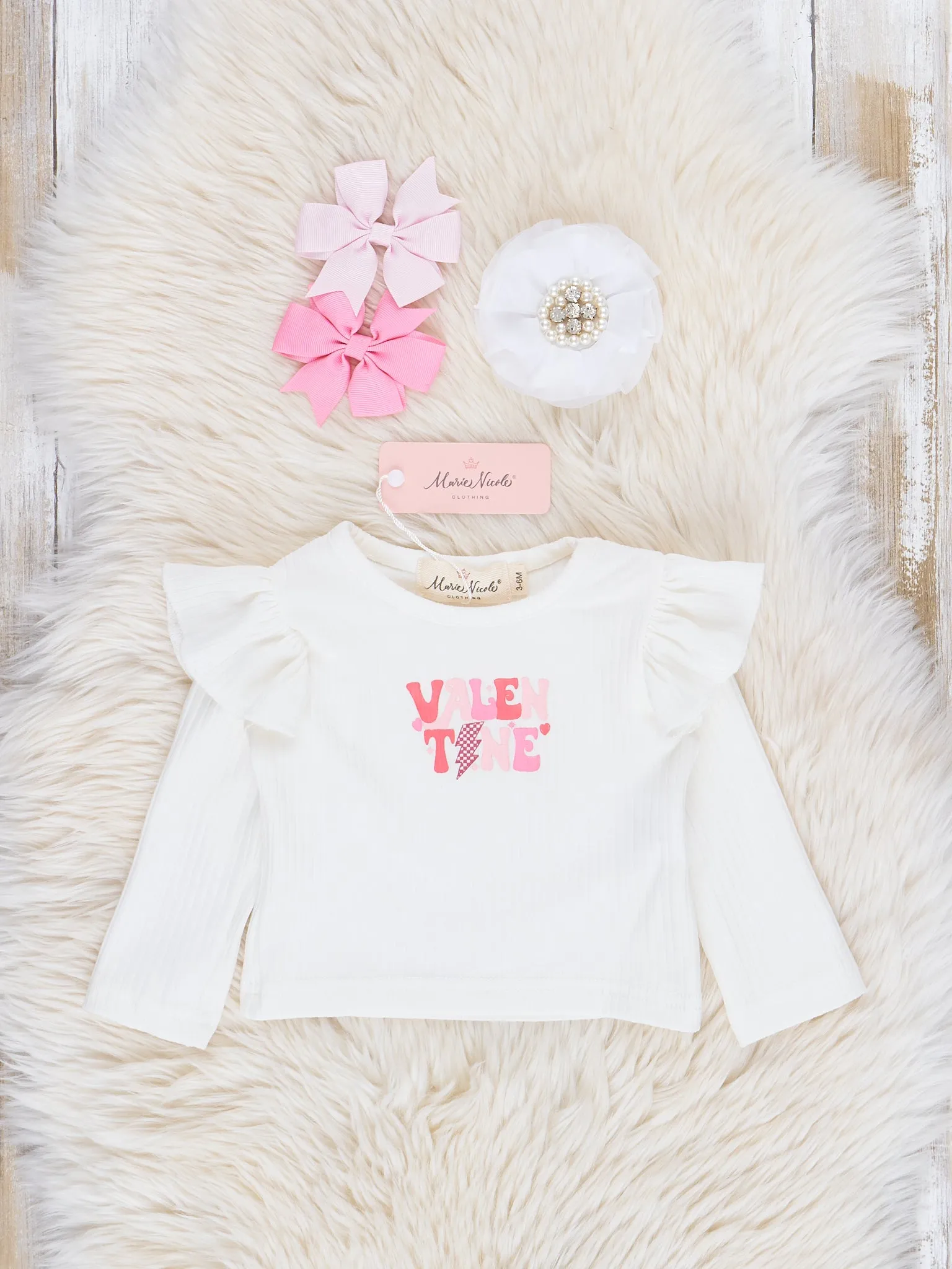 Pink Velvet Valentine Lightning Overalls Set