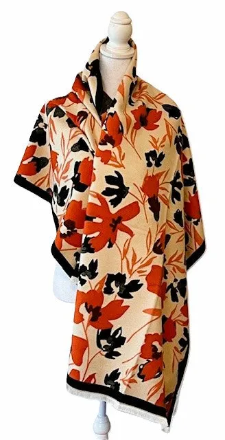 Red/Orange and Black Reversible Wrap – Artisan Shawl