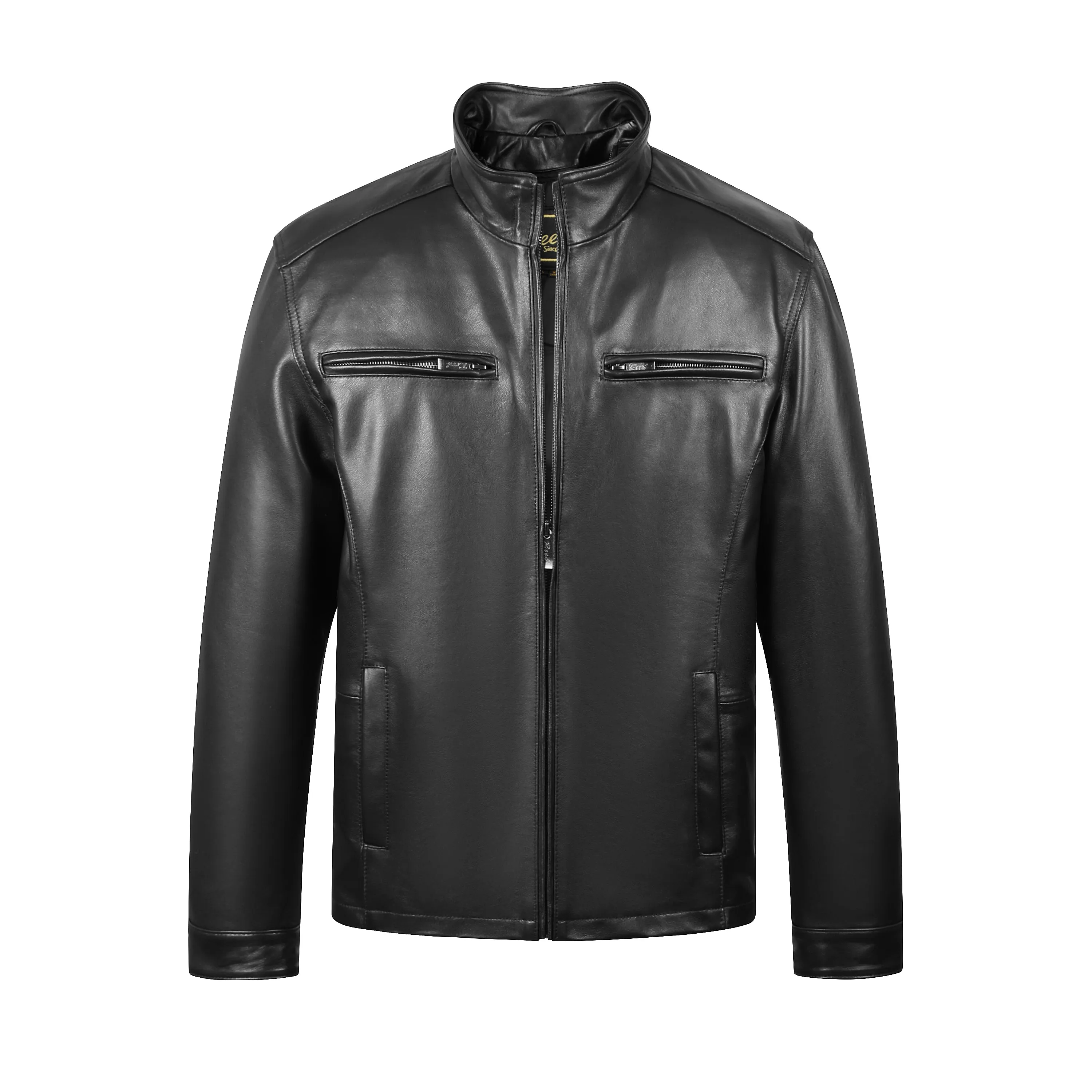 REED EST. 1950 Men's Jacket Genuine Lambskin Leather Stand UP Collar Winners Coat - Imported