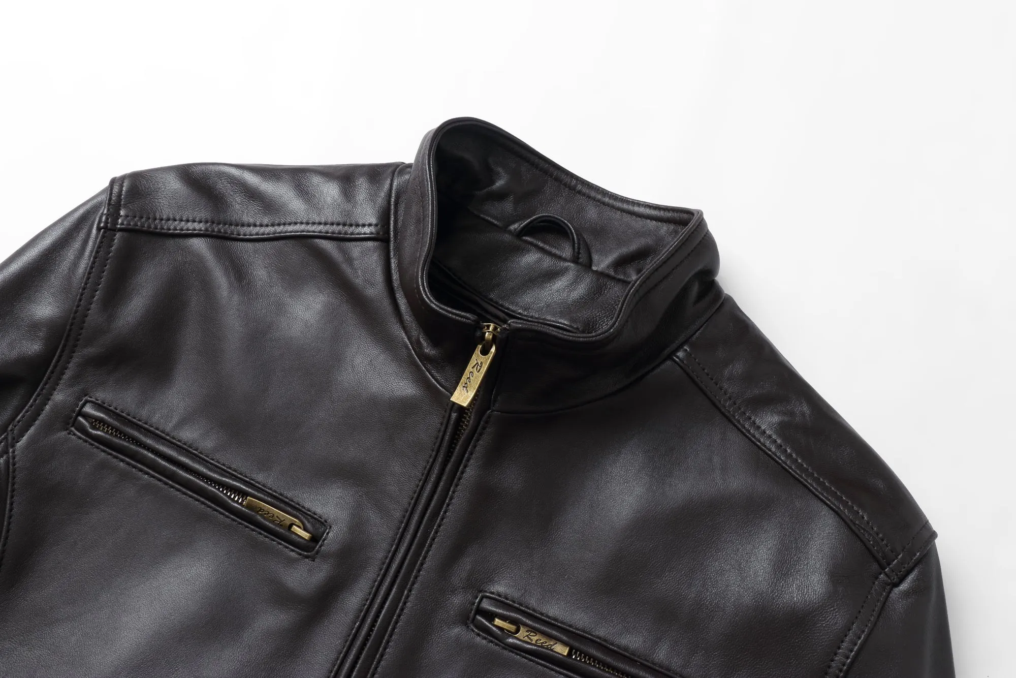 REED EST. 1950 Men's Jacket Genuine Lambskin Leather Stand UP Collar Winners Coat - Imported