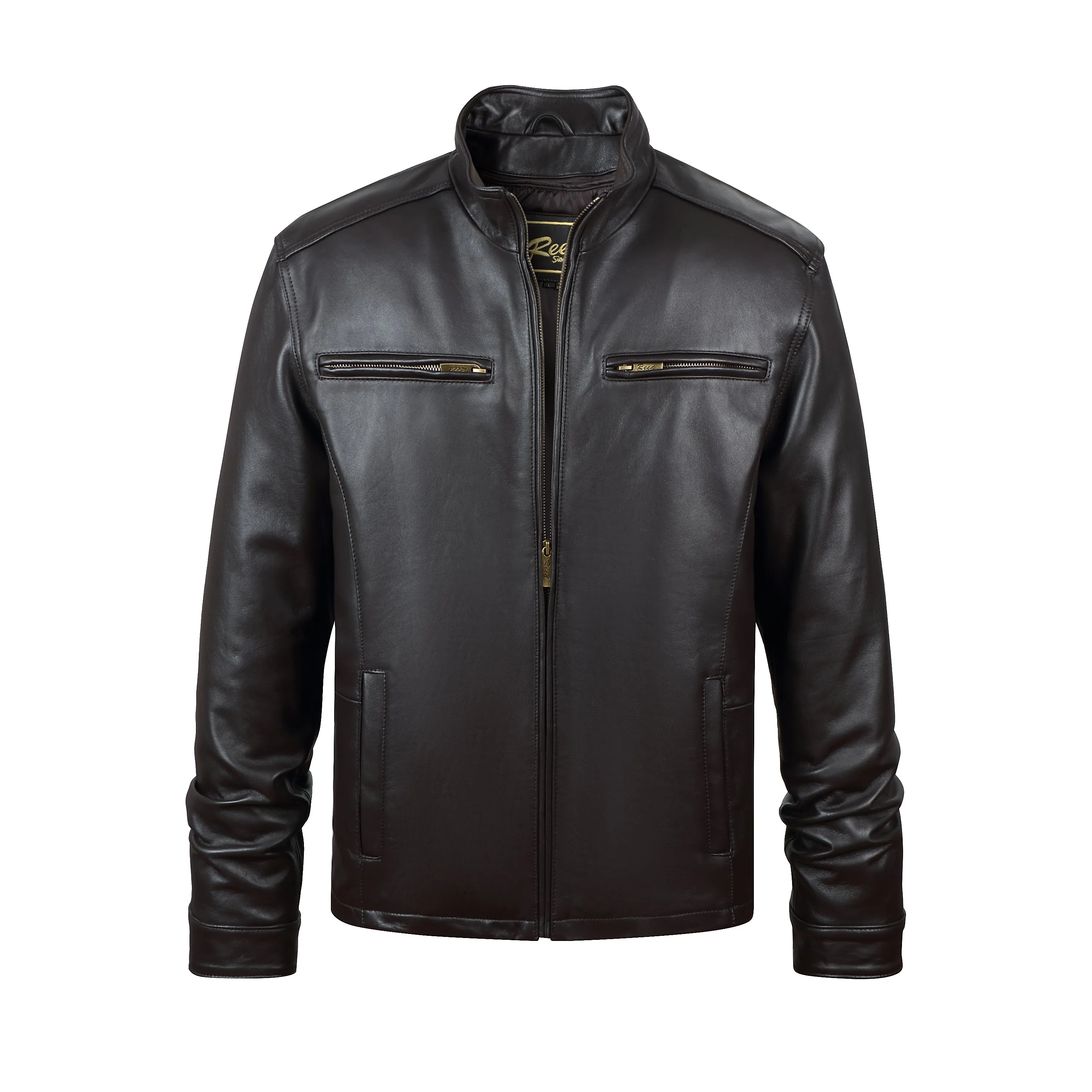 REED EST. 1950 Men's Jacket Genuine Lambskin Leather Stand UP Collar Winners Coat - Imported