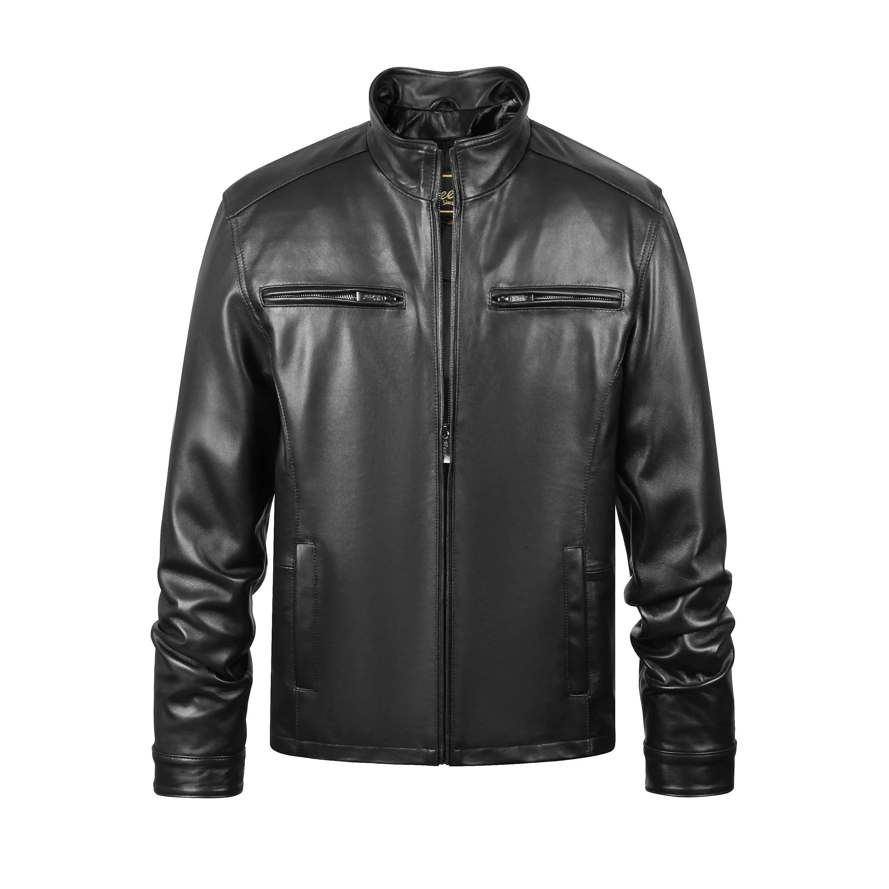 REED EST. 1950 Men's Jacket Genuine Lambskin Leather Stand UP Collar Winners Coat - Imported