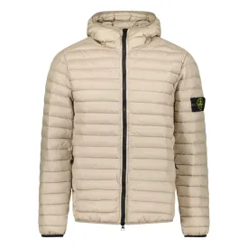 Stone Island Loom Woven Hooded Down Jacket Beige