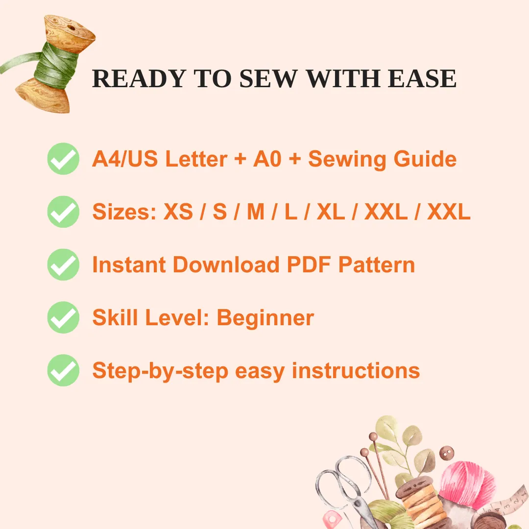Straight Leg Pants PDF Sewing Pattern