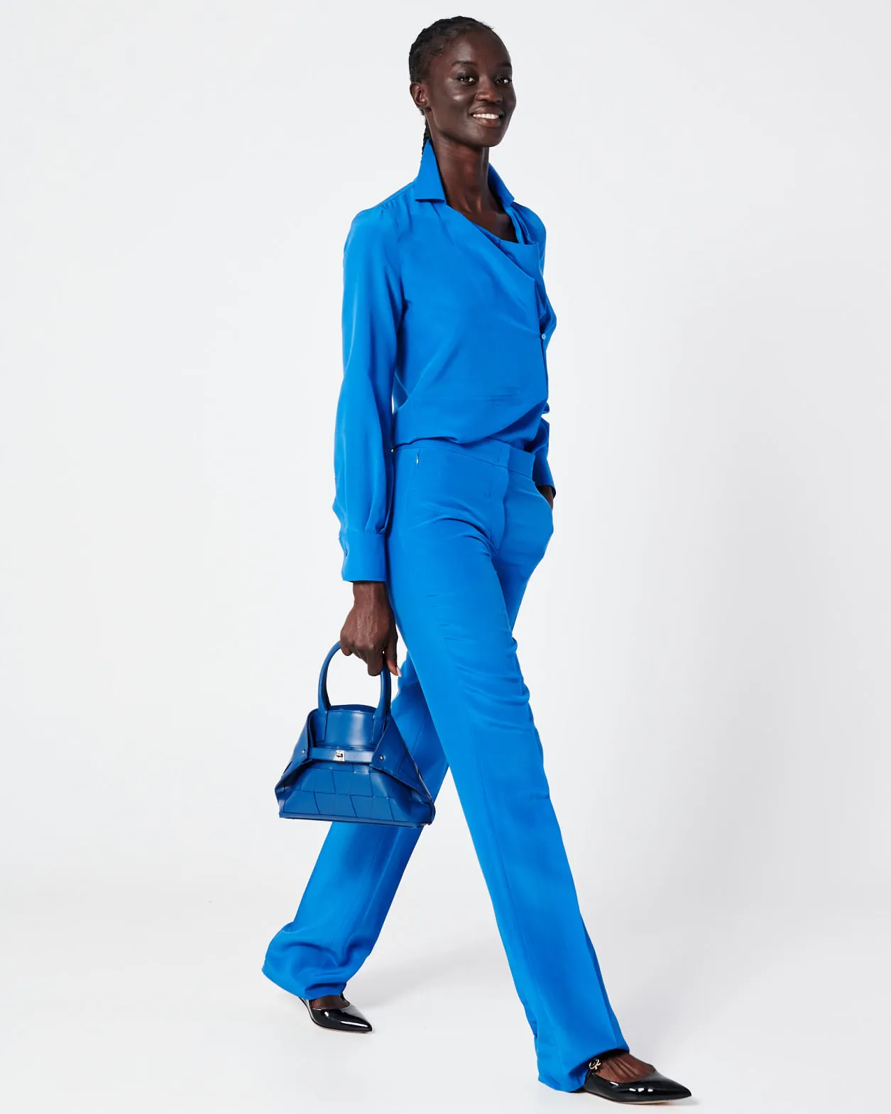 Straight Silk Crpe Pants