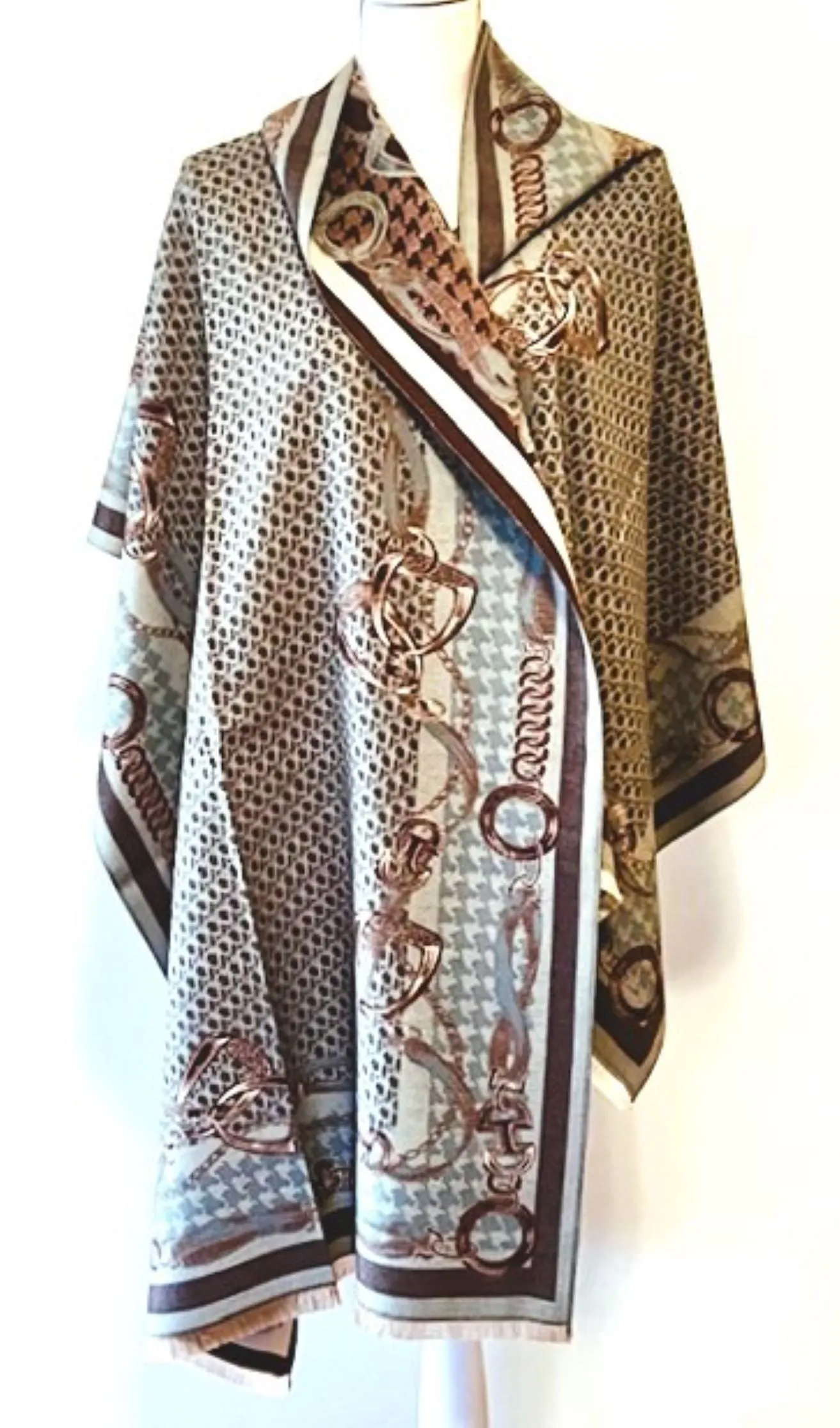 Taupe and  Beige Mane Reversible Wrap – Artisan Shawl