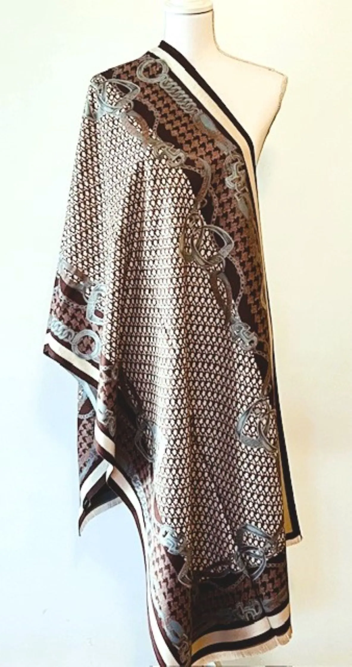 Taupe and  Beige Mane Reversible Wrap – Artisan Shawl