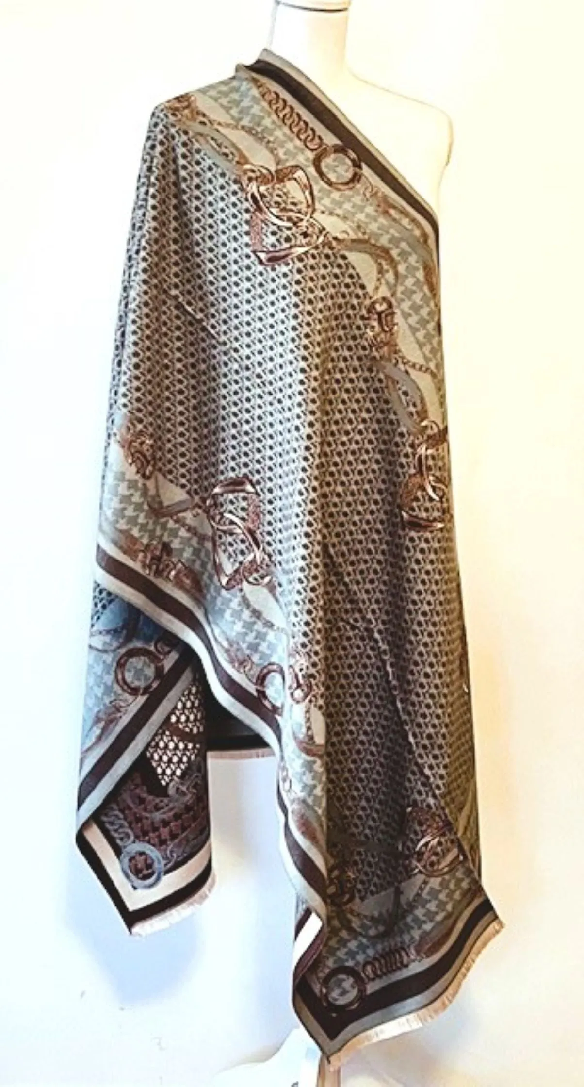 Taupe and  Beige Mane Reversible Wrap – Artisan Shawl