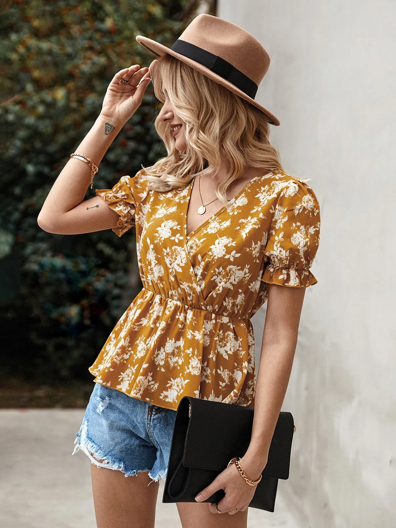 V Neck Summer Blouse Wholesale Womens Tops