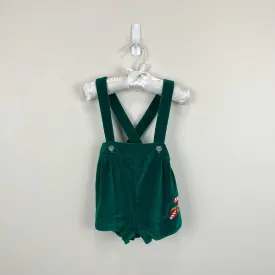 Vintage Green Candy Cane Suspender Shorts 6 Months