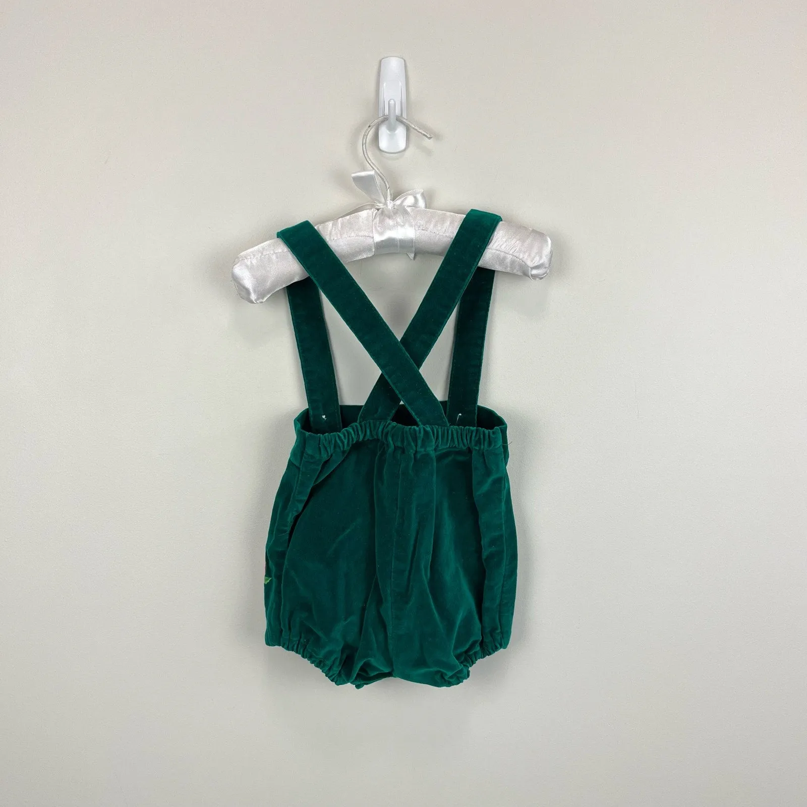 Vintage Green Candy Cane Suspender Shorts 6 Months