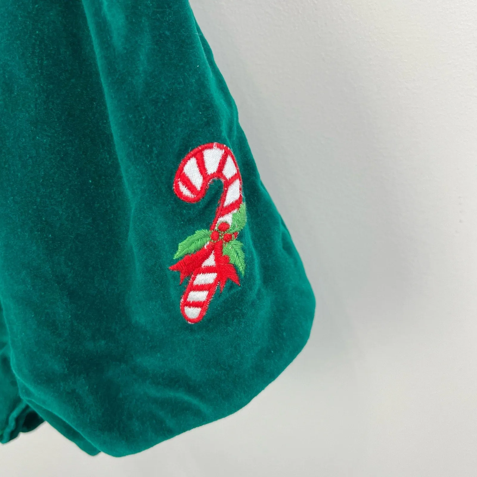 Vintage Green Candy Cane Suspender Shorts 6 Months