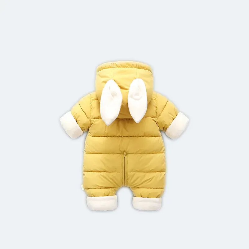 Winter Baby Rompers Plus Velvet Warm Baby Girl Snowsuit Cartoon Rabbit Baby Boys Jumpsuit Toddler Overalls Clothes